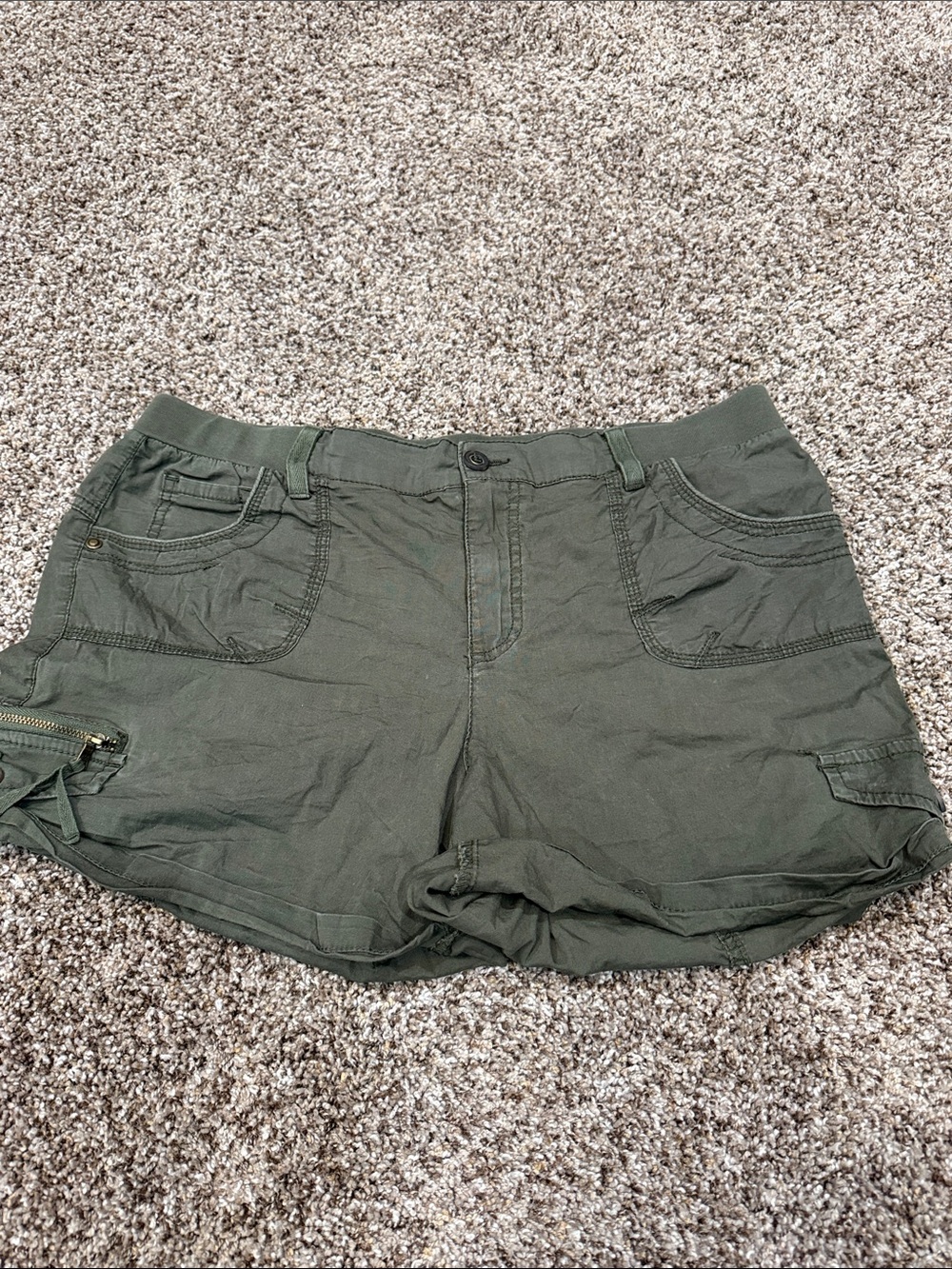 Women’s Olive Green Casual Utility Shorts